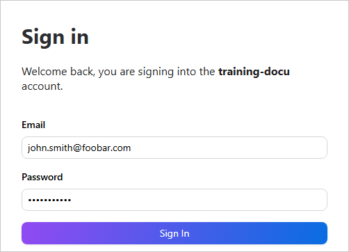 CluedIn Sign in page with Email and Password fields and a Sign In button