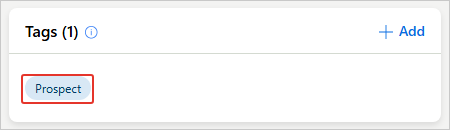 The Tags section of a record showing the Prospect tag added by the rule