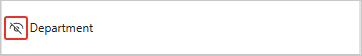 The Department field on the Map tab marked with the ignored-field icon, an eye with a line through it