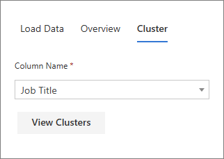 The Cluster tab with Job Title selected as the Column Name and a View Clusters button
